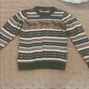 Kid’s Brown Horse Pattern Sweater